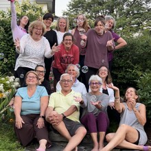 retreat group with bubbles